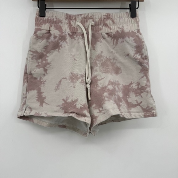 Varley Shorts Women XS Pink Tie Dye Lounge French Terry Knit Elastic Drawstring - Picture 1 of 9